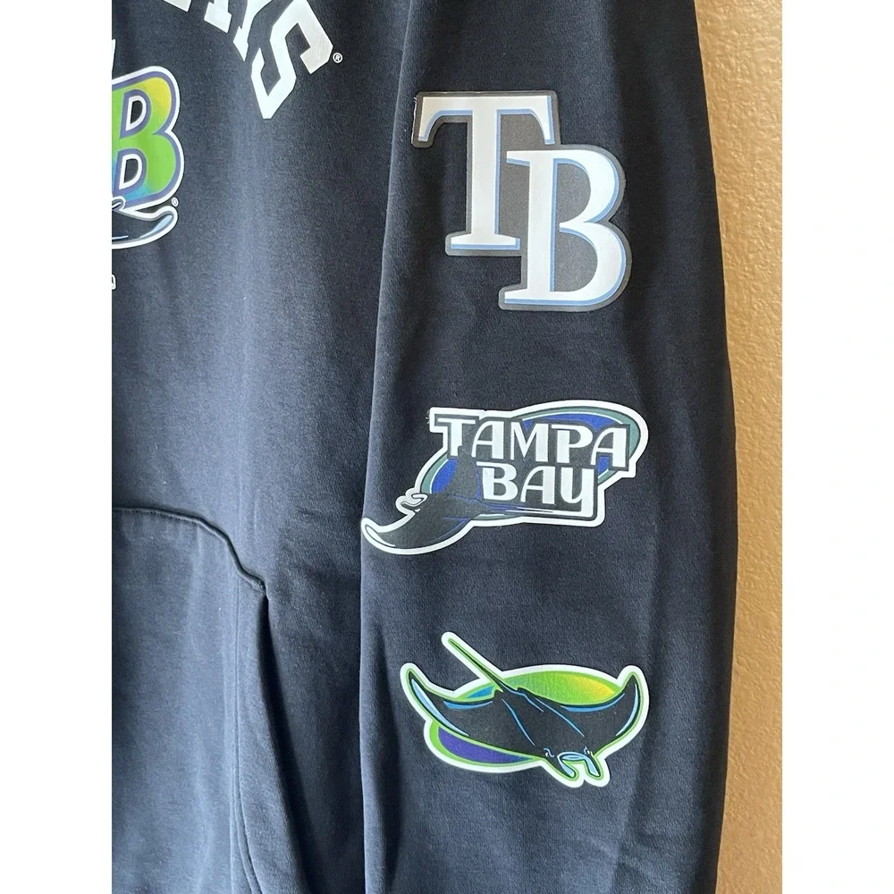 Men's 2XL NWT Tampa Bay Rays Nike Rewind Lefty Pullover Hoodie‎ Black